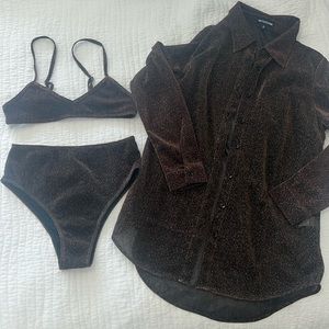 Brown Sparkly Bikini Set